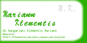 mariann klementis business card